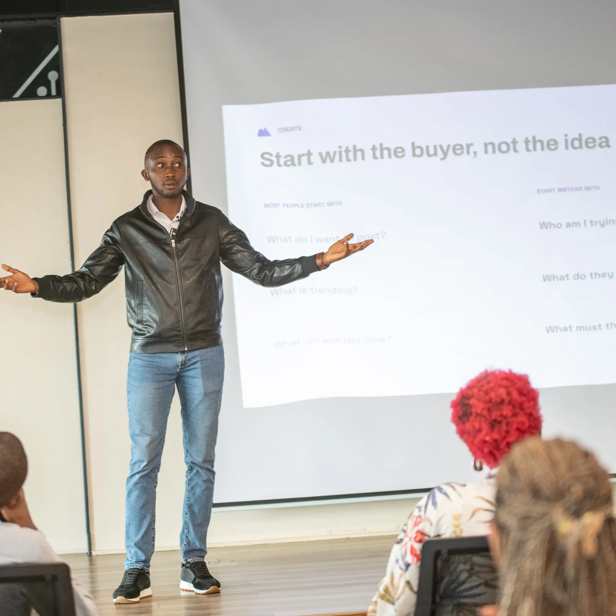 Elvis teaching a digital marketing class in Westlands